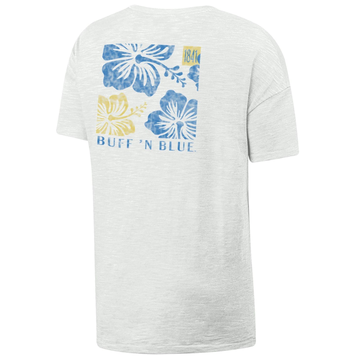 Women's White Hibiscus Slub V-neck