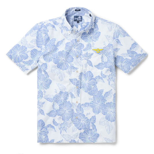 White Aloha Biscus CLASSIC BF Aloha Shirt