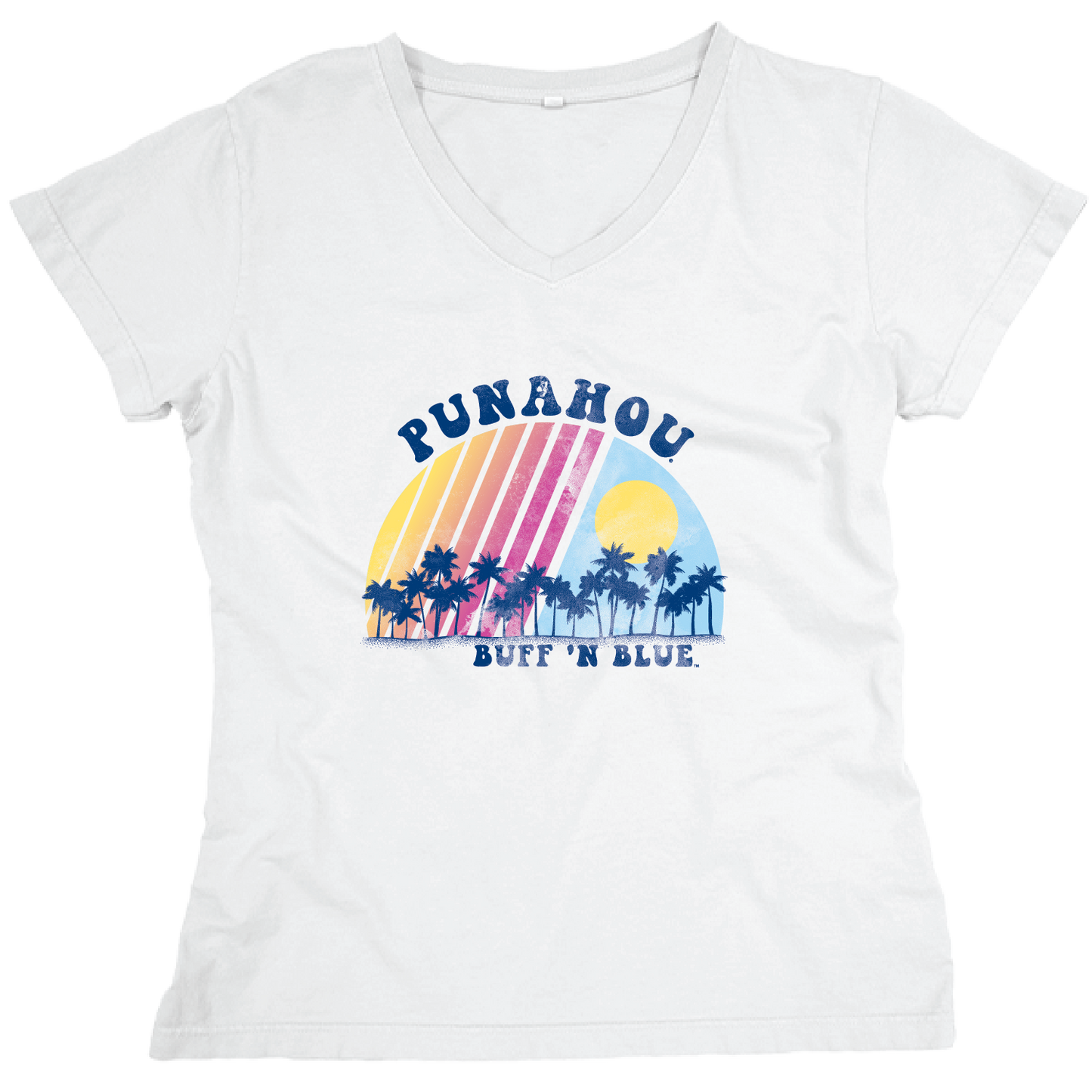 Women's White Dash Dyed V-neck