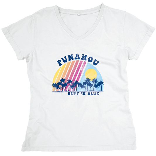 Women's White Dash Dyed V-neck